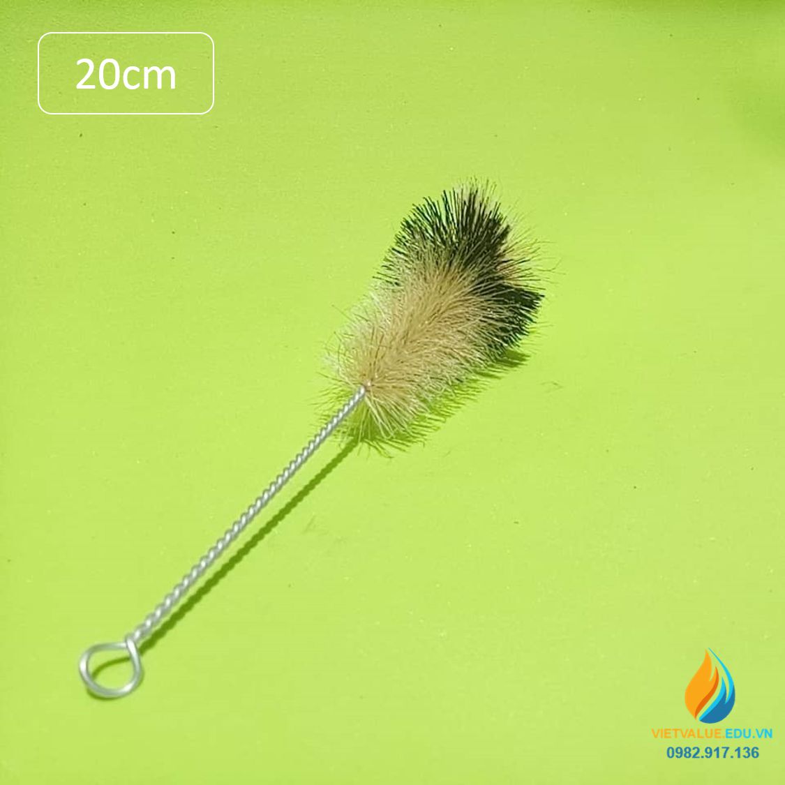Chổi cọ ống nghiệm đầu to, màu nâu, dài 20cm