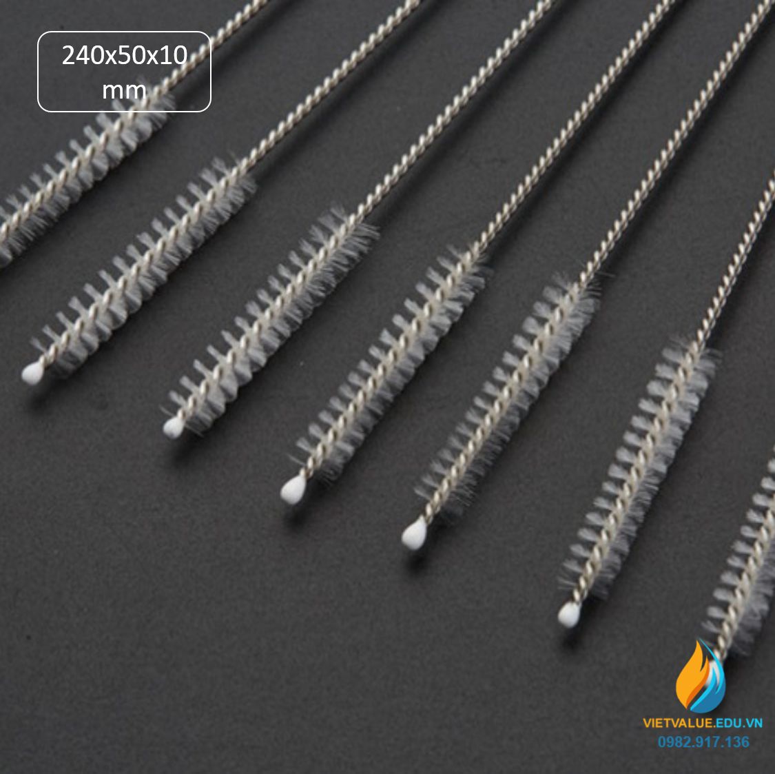 Chổi cọ rửa ống nghiệm kích thước chiều dài 240mm, phần cọ 50mm, bề dày cọ 10mm