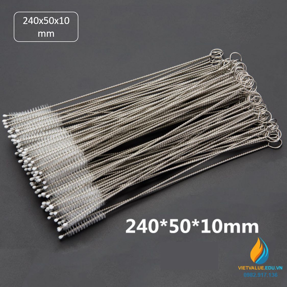 Chổi cọ rửa ống nghiệm kích thước chiều dài 240mm, phần cọ 50mm, bề dày cọ 10mm