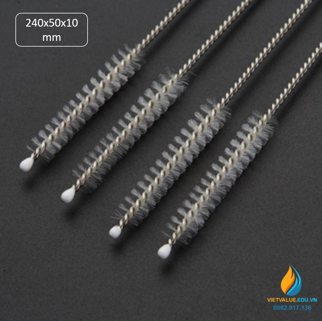 Chổi cọ rửa ống nghiệm kích thước chiều dài 240mm, phần cọ 50mm, bề dày cọ 10mm