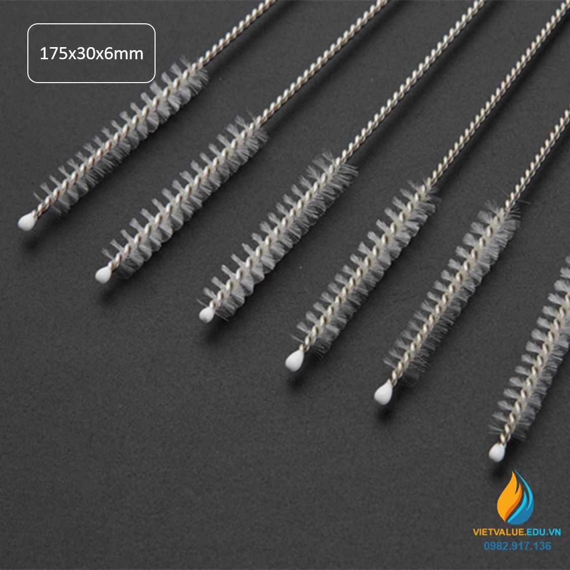 Chổi cọ rửa ống nghiệm kích thước chiều dài 175mm, phần cọ 30mm, bề dày cọ 6mm