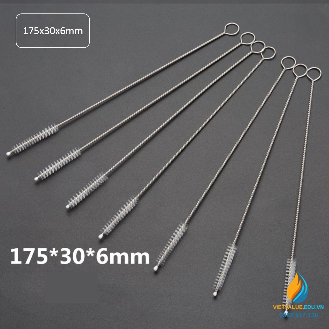 Chổi cọ rửa ống nghiệm kích thước chiều dài 175mm, phần cọ 30mm, bề dày cọ 6mm
