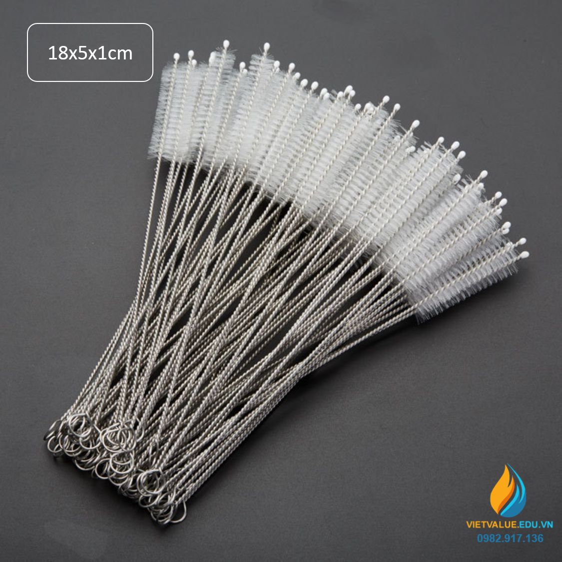 Chổi cọ rửa ống nghiệm kích thước chiều dài 180mm, phần cọ 50mm, bề dày cọ 10mm