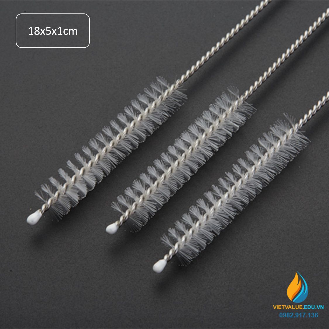 Chổi cọ rửa ống nghiệm kích thước chiều dài 180mm, phần cọ 50mm, bề dày cọ 10mm