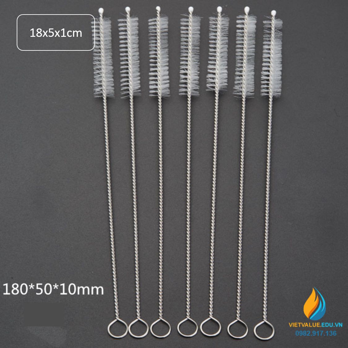 Chổi cọ rửa ống nghiệm kích thước chiều dài 180mm, phần cọ 50mm, bề dày cọ 10mm