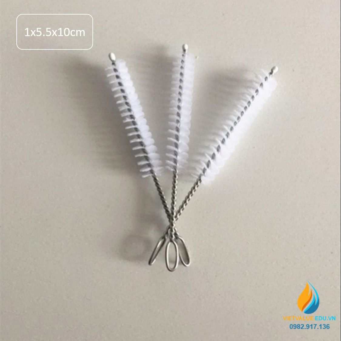 Chổi cọ rửa ống nghiệm kích thước chiều dài 100mm, phần cọ 55mm, bề dày cọ 10mm