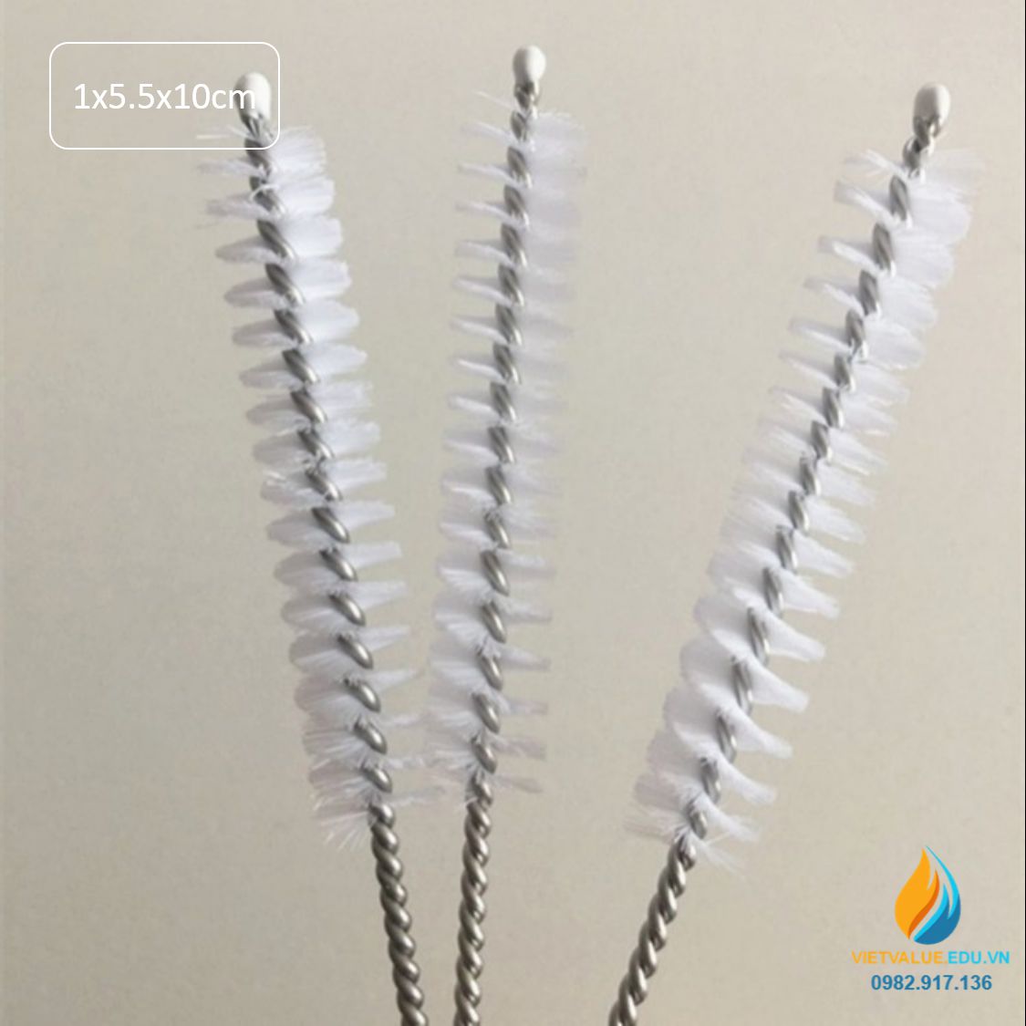 Chổi cọ rửa ống nghiệm kích thước chiều dài 100mm, phần cọ 55mm, bề dày cọ 10mm