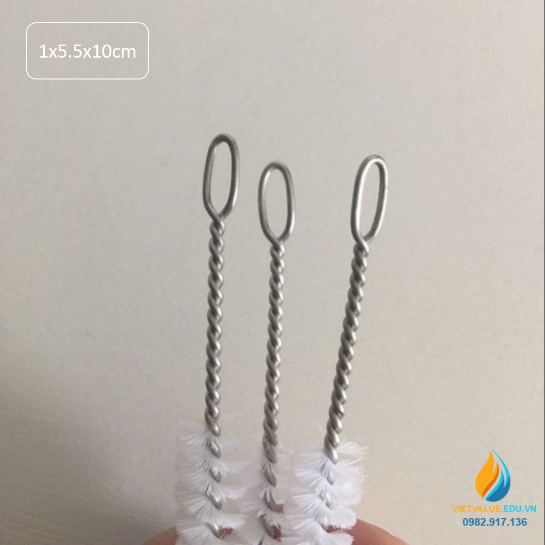 Chổi cọ rửa ống nghiệm kích thước chiều dài 100mm, phần cọ 55mm, bề dày cọ 10mm
