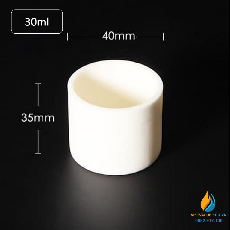 Cốc nhôm oxit Al2O3 tinh khiết hơn 99%, chịu nhiệt độ hơn 1600 độ C nung mẫu 30ml