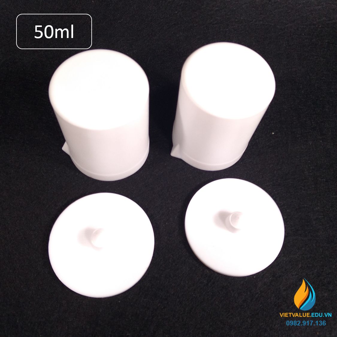 Cốc nhựa PTFE chịu nhiệt, dung tích 50ml, có nắp, dạng trụ, có mỏ rót