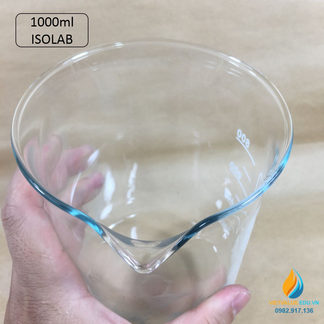 Cốc thủy tinh chịu nhiệt, thấp thành, dung tích 1000ml, hãng IsoLab