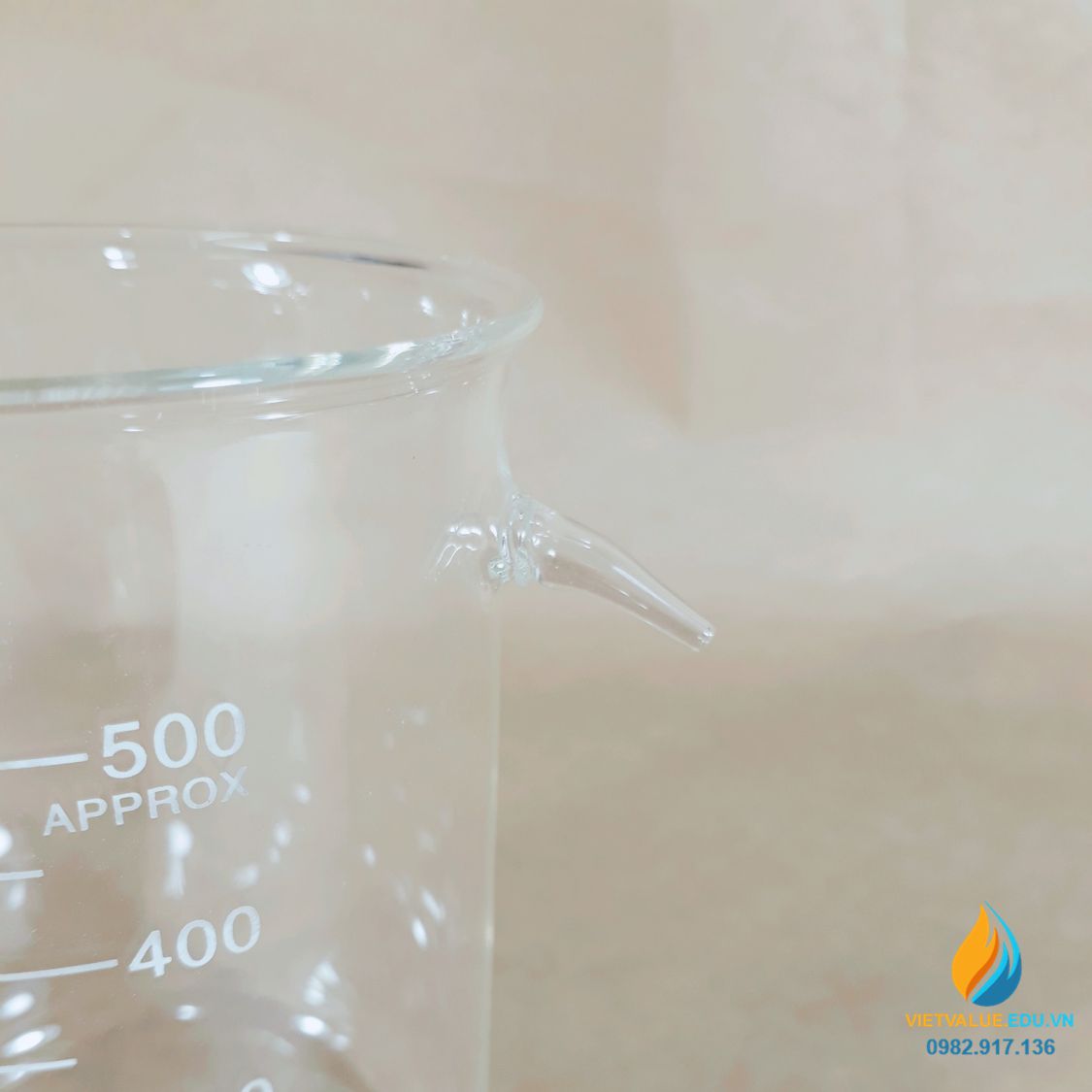 Cốc thủy tinh tràn, bình tràn thí nghiệm, dung tích 250ml, chia vạch, chịu nhiệt