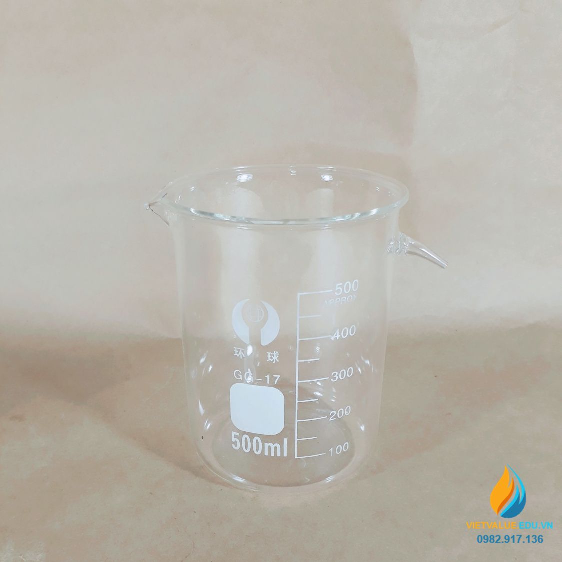 Cốc thủy tinh tràn, bình tràn thí nghiệm, dung tích 250ml, chia vạch, chịu nhiệt