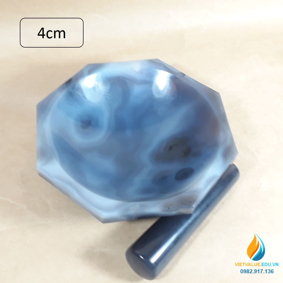 Cối chày mã não, xay nghiền mẫu cực nhỏ, đường kính 4cm