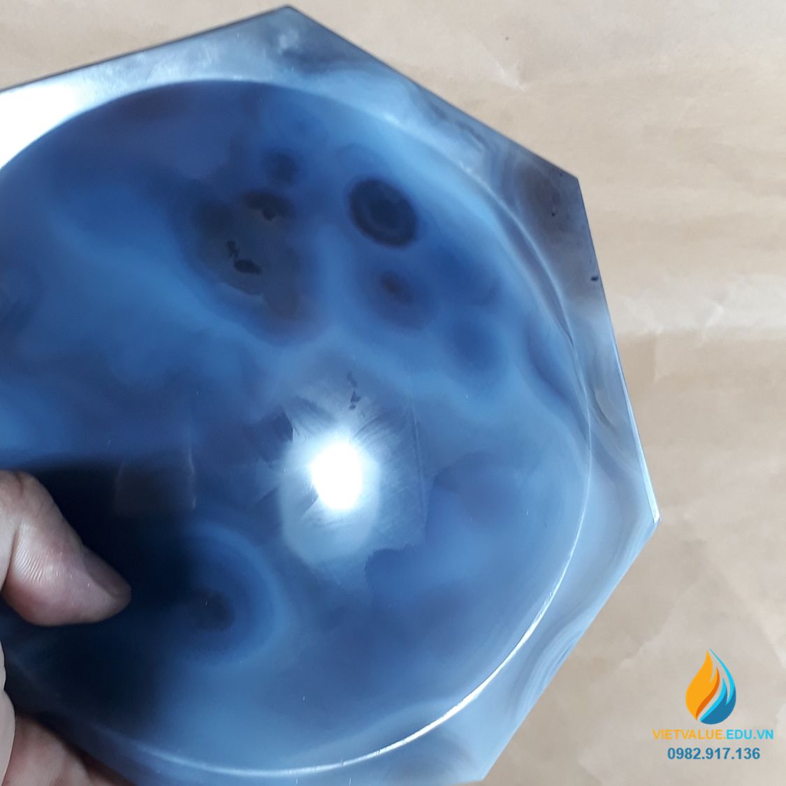 Cối chày mã não, xay nghiền mẫu cực nhỏ, đường kính 22cm