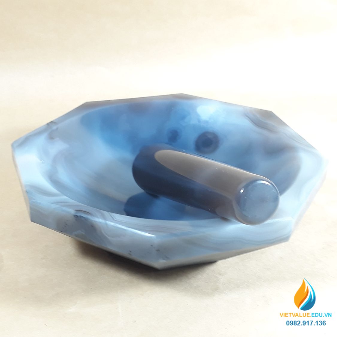 Cối chày mã não, xay nghiền mẫu cực nhỏ, đường kính 26cm