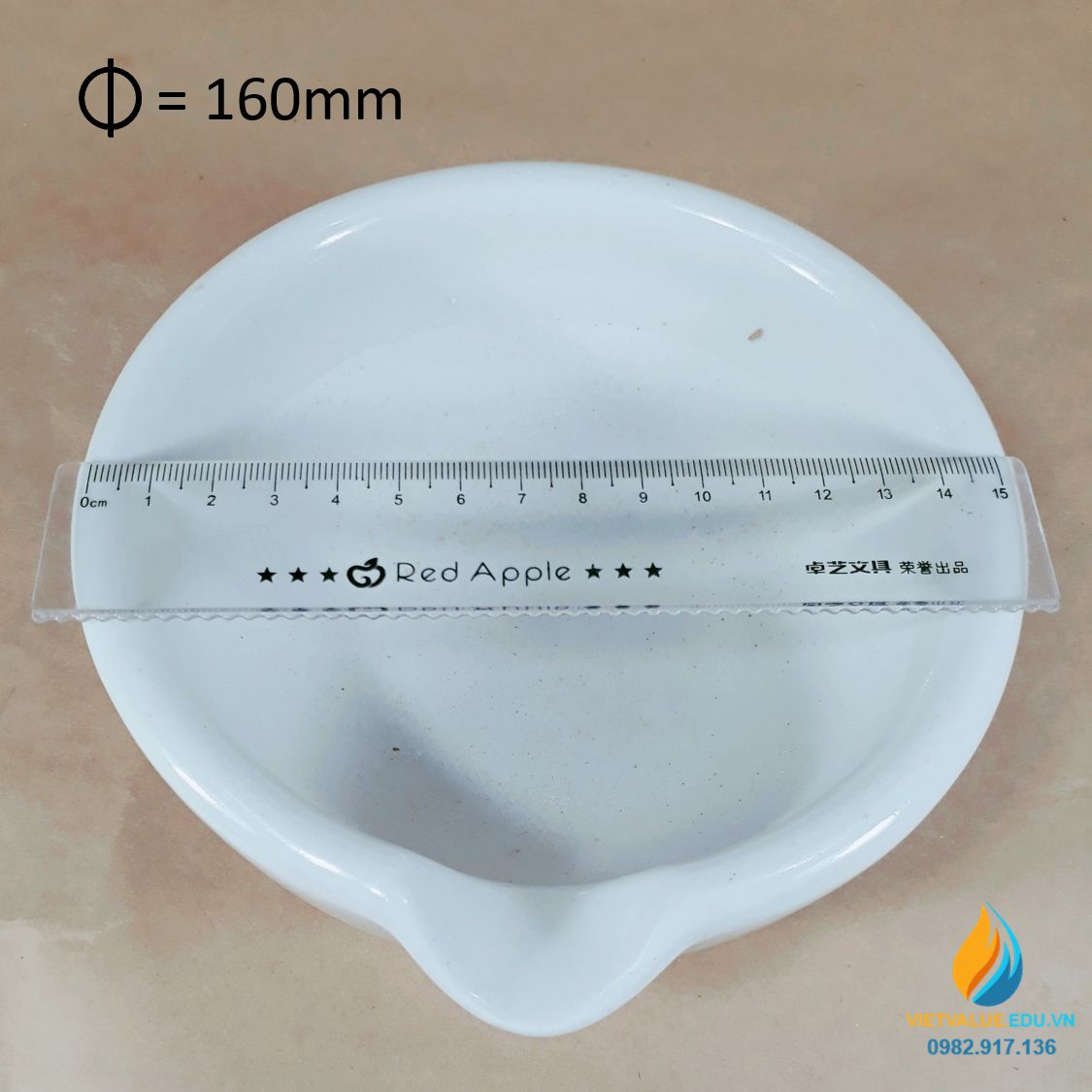 Cối chày sứ nghiền mẫu chất phòng thí nghiệm, đường kính 16cm