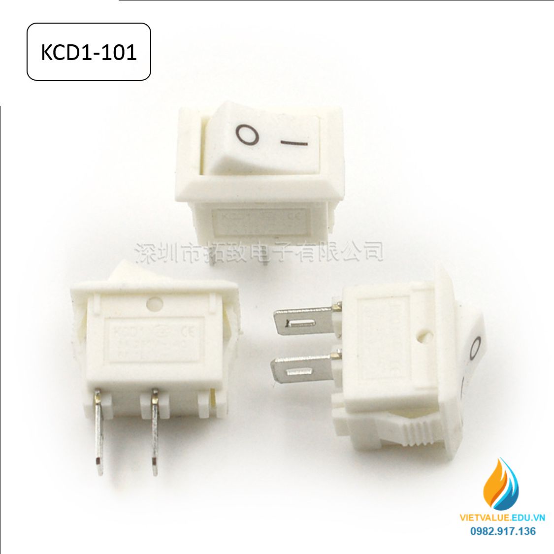 Công tắc bập bênh KCD1-101 ráp mạch điện 3A250V ACm kích thước 14x9mm