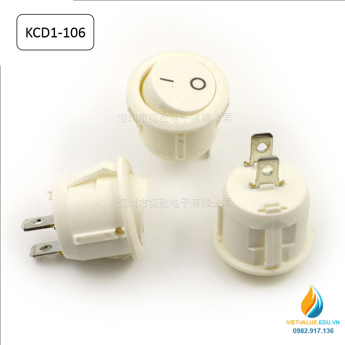 Công tắc Rocker tròn KCD1-106 hai chân cắm, thông số 6A, điện áp 250V dạng tròn