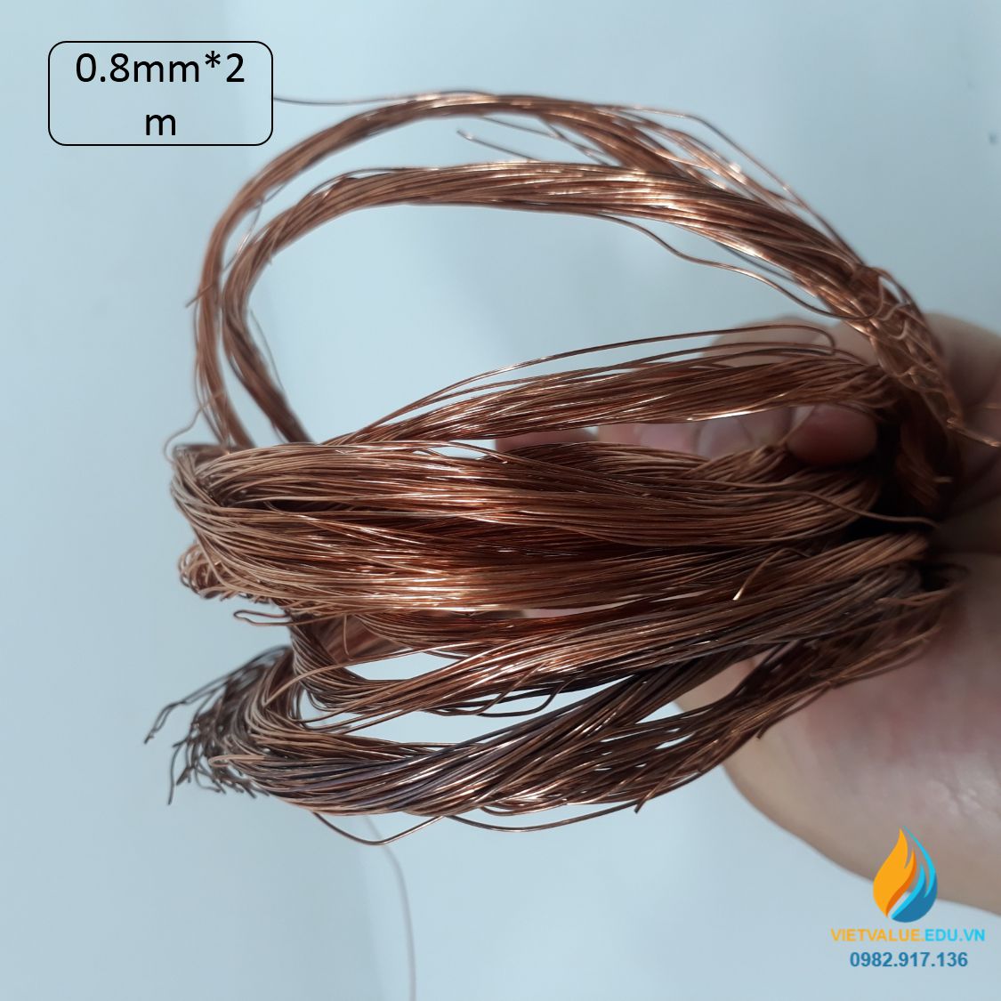 Cuộn dây đồng kích thước dài 2m, đường kính sợi dây đồng 0.8mm