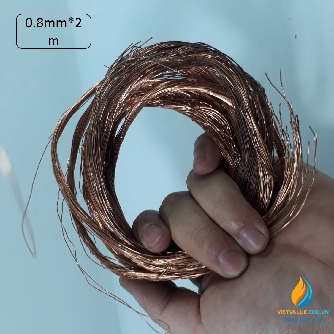 Cuộn dây đồng kích thước dài 2m, đường kính sợi dây đồng 0.8mm