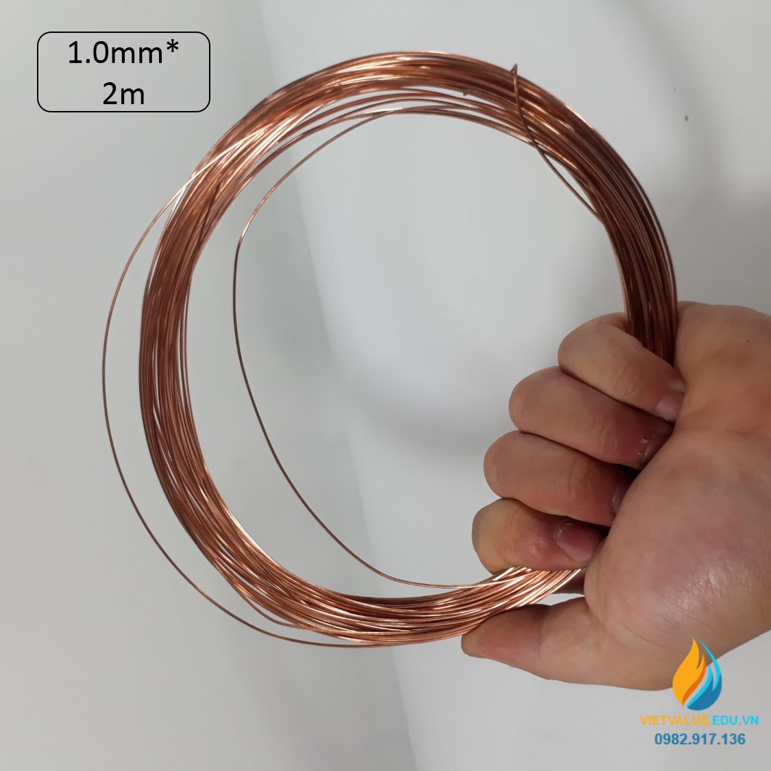 Cuộn dây đồng kích thước dài 2m, đường kính sợi dây đồng 1mm