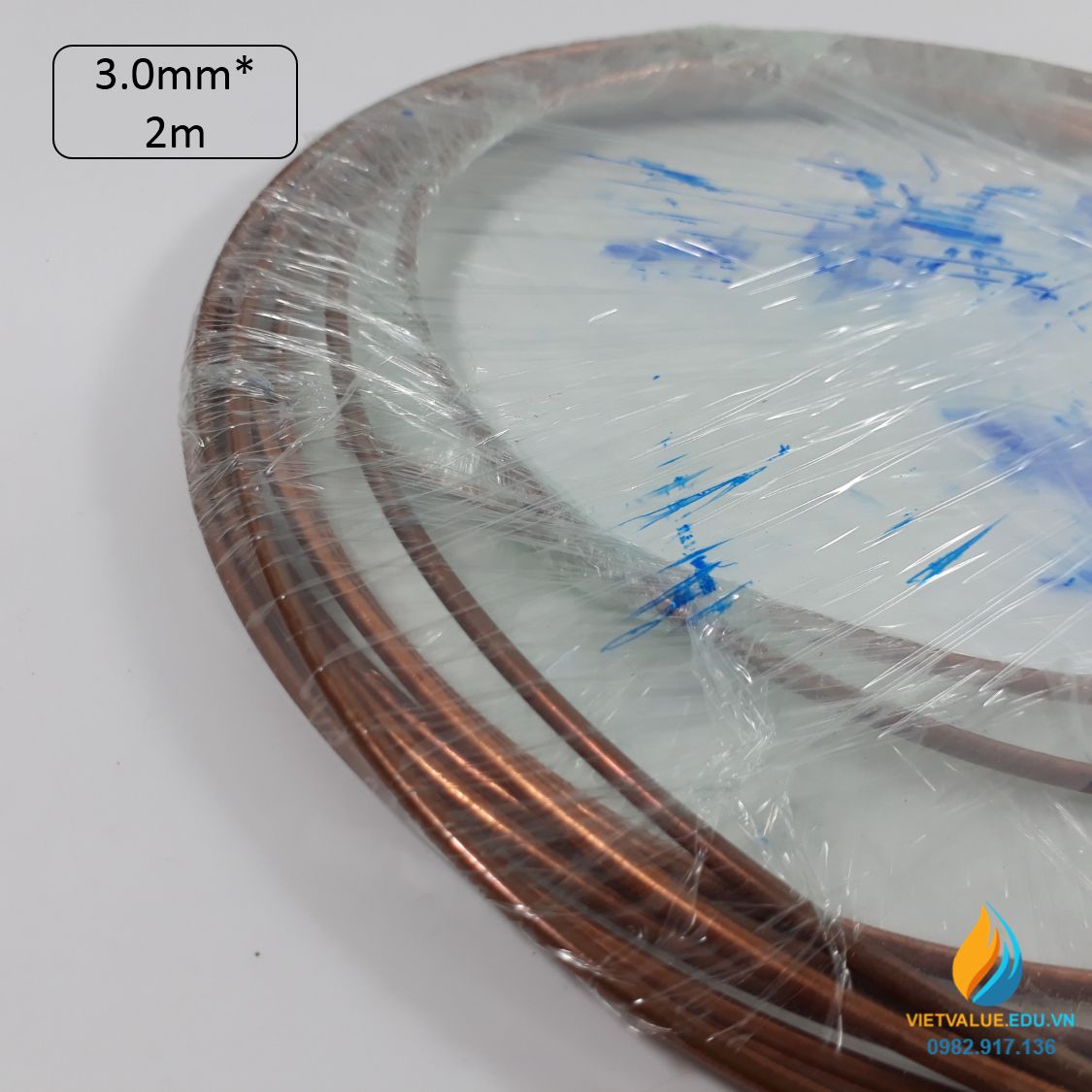 Cuộn dây đồng kích thước dài 2m, đường kính sợi dây đồng 3mm