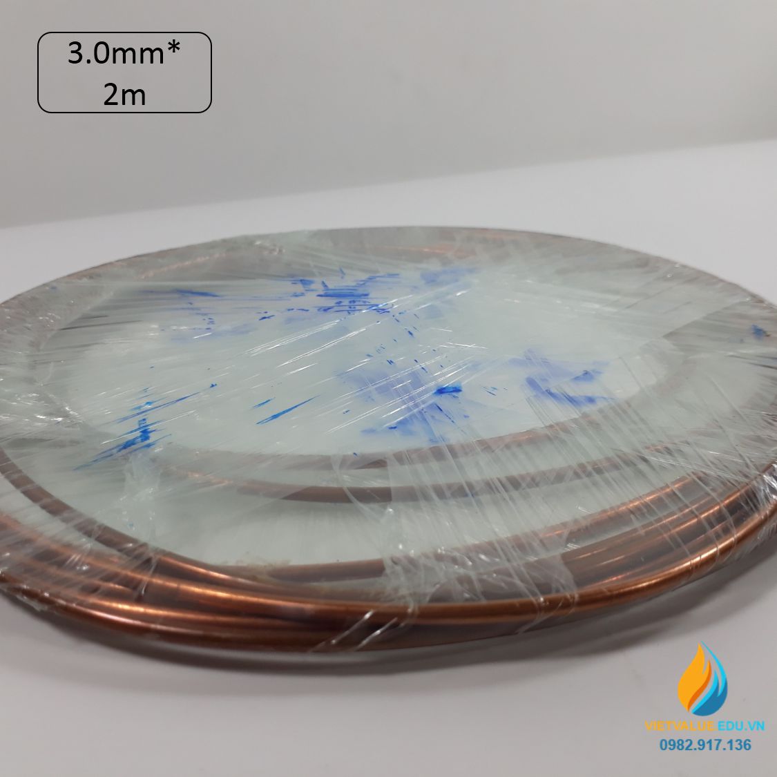 Cuộn dây đồng kích thước dài 2m, đường kính sợi dây đồng 3mm