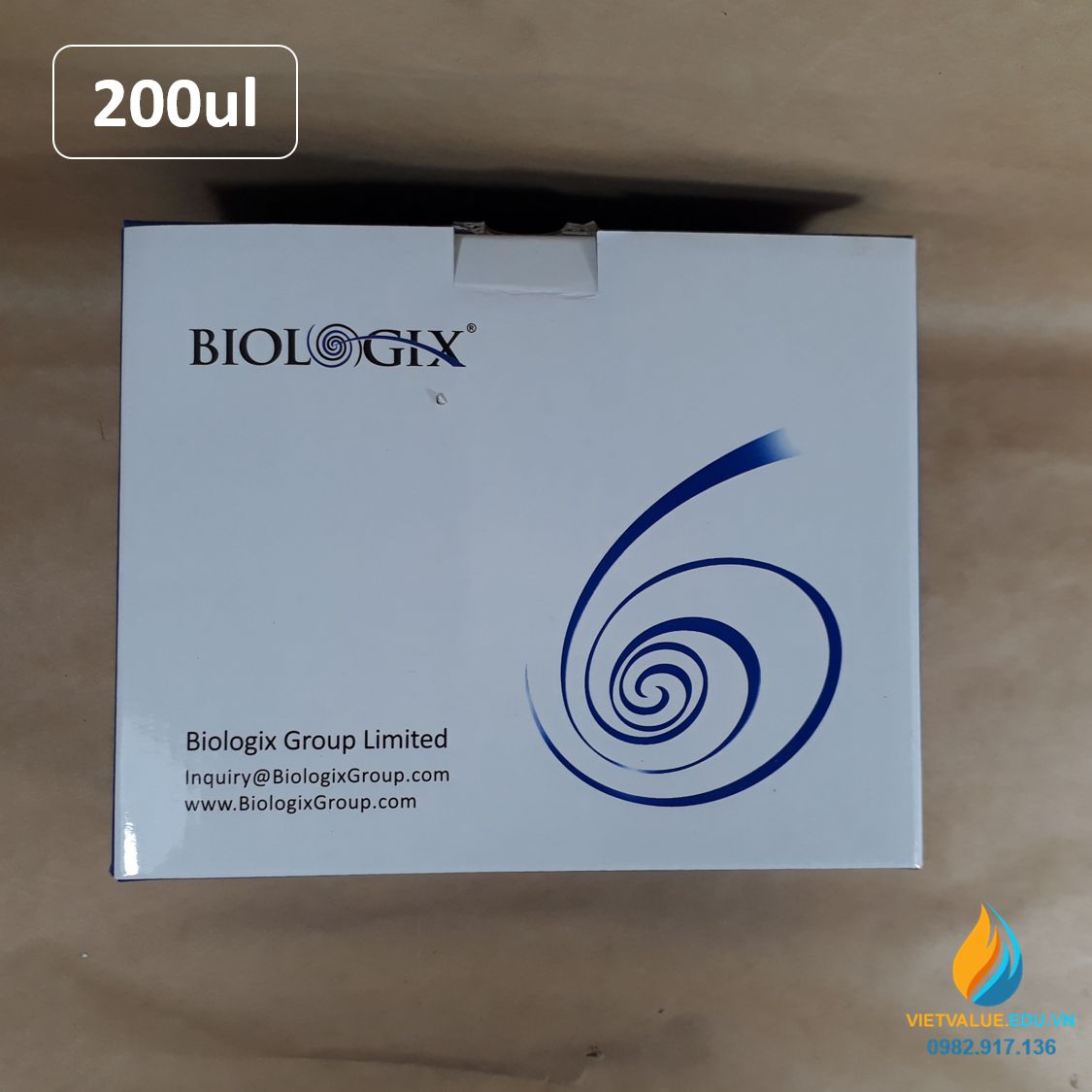 Đầu côn vàng, dung tích 200ul, đóng gói túi 1000 cái, hãng Biologix Mỹ, tiệt trùng hoàn toàn