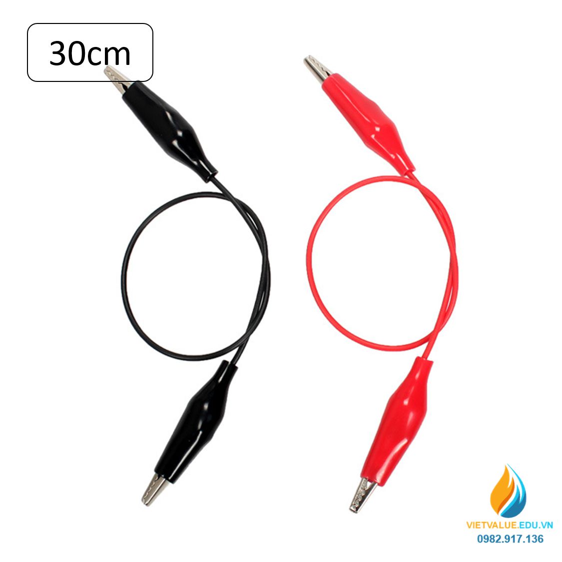 Dây dẫn kẹp cá sấu đầu kẹp bọc nhựa, dây nối ráp mạch điện, dài 40cm