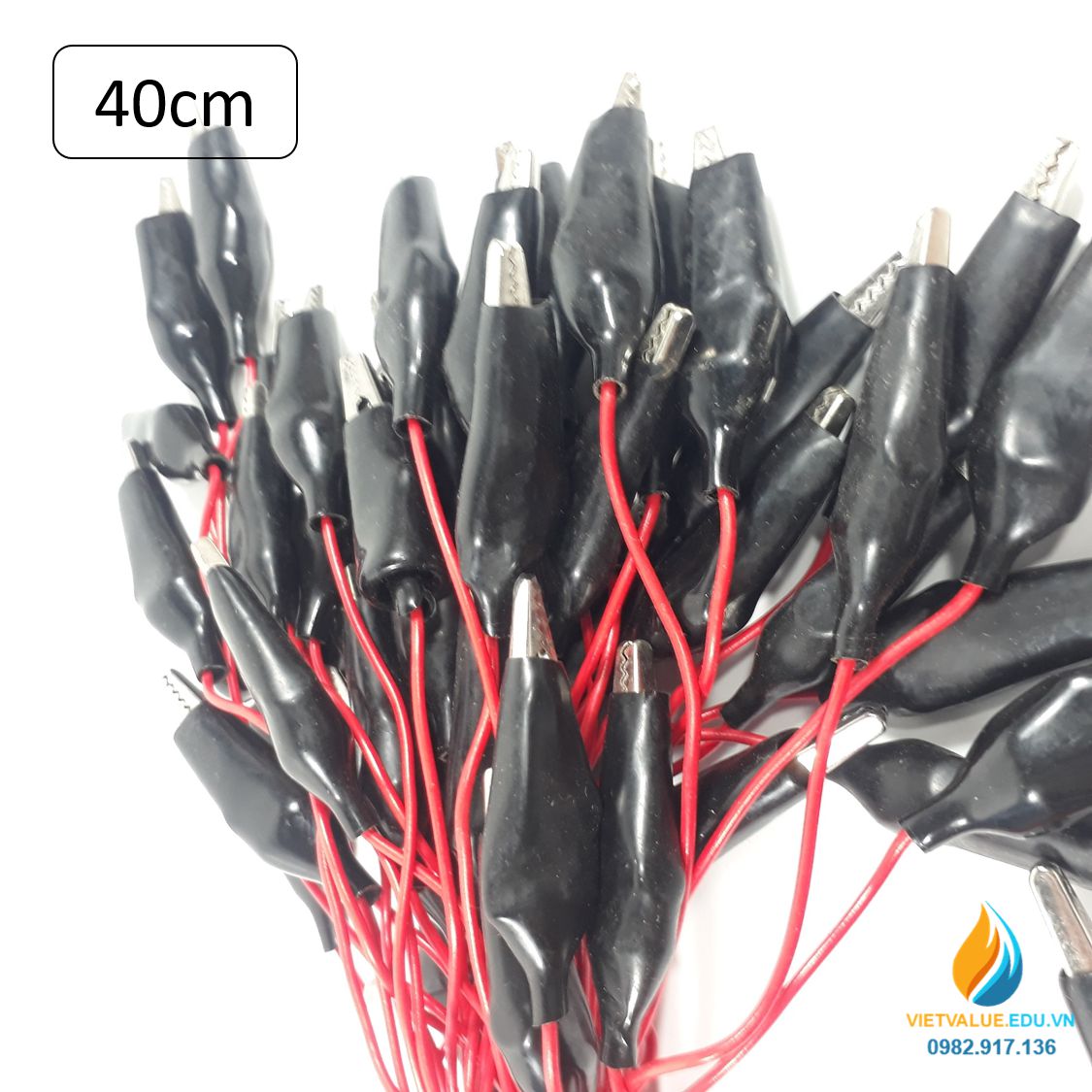 Dây dẫn kẹp cá sấu đầu kẹp bọc nhựa, dây nối ráp mạch điện, dài 40cm