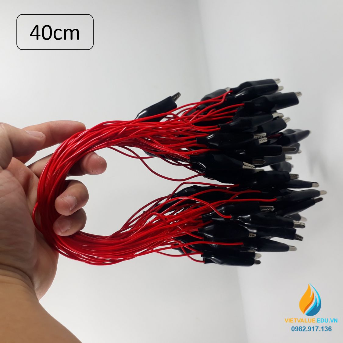 Dây dẫn kẹp cá sấu đầu kẹp bọc nhựa, dây nối ráp mạch điện, dài 40cm