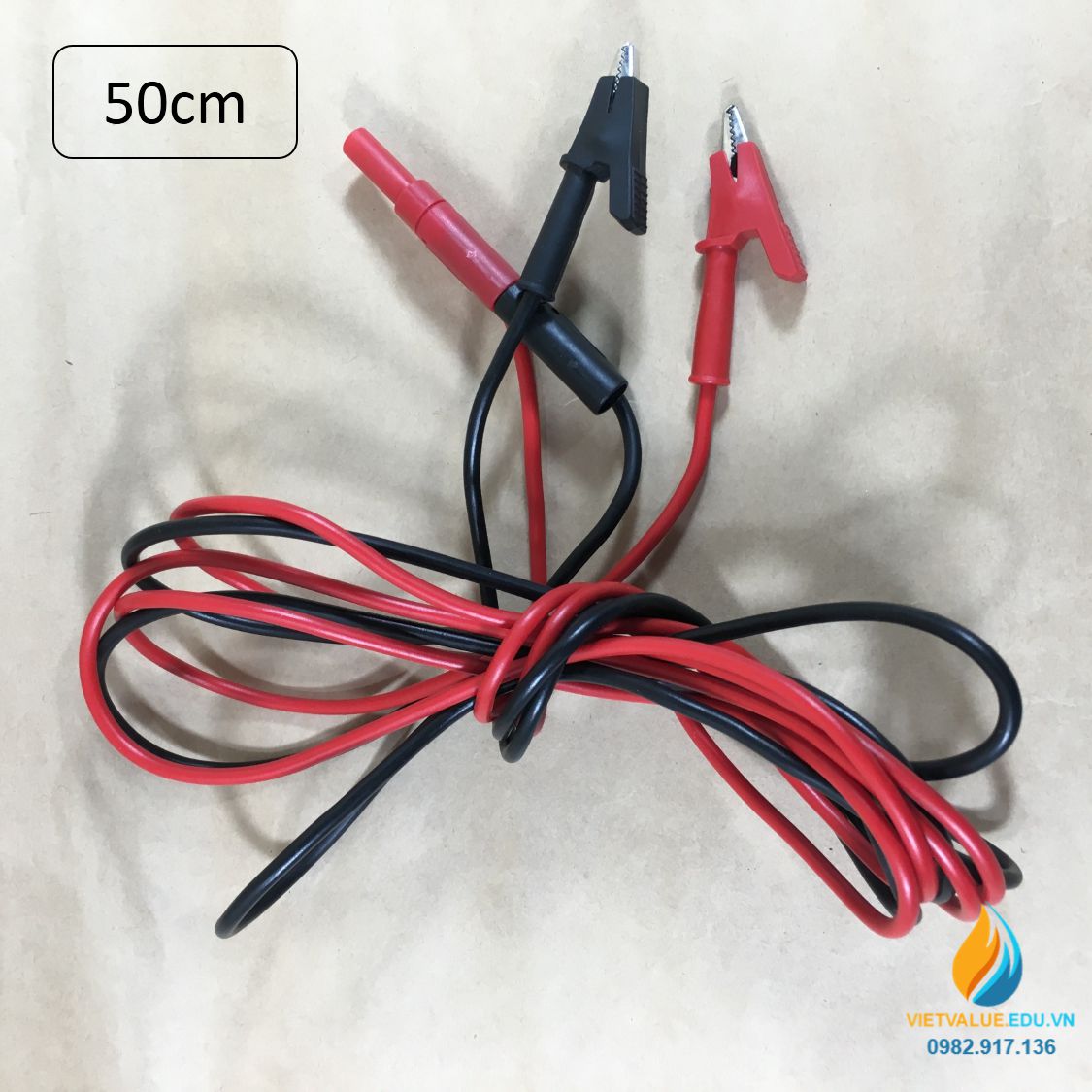 Dây nối đầu bọc nhựa, đầu kẹp cá sấu, chiều dài 50cm, dây nối mạch điện, chịu tải 10A