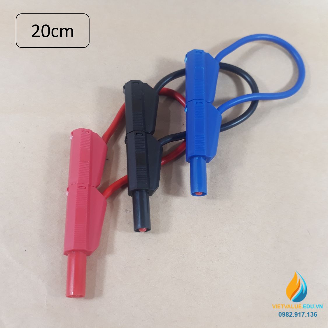 Dây nối 2 đầu chốt nhựa cắm chồng chiều dài dây 20cm, dây nối mạch điện, chịu tải 10A