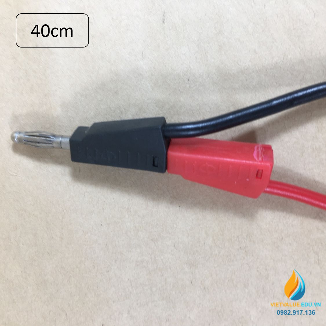 Dây nối đầu bắp chuối nối chồng, đầu kẹp cá sấu nhựa, chiều dài 40cm, chịu tải 10A