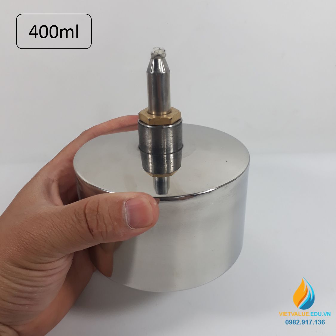 Đèn cồn Inox dung tích 400ml, đèn cồn phòng thí nghiệm, inox 304 không gỉ