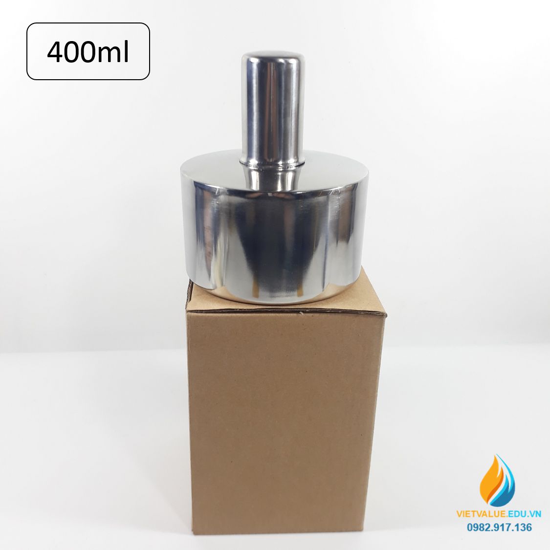 Đèn cồn Inox dung tích 400ml, đèn cồn phòng thí nghiệm, inox 304 không gỉ