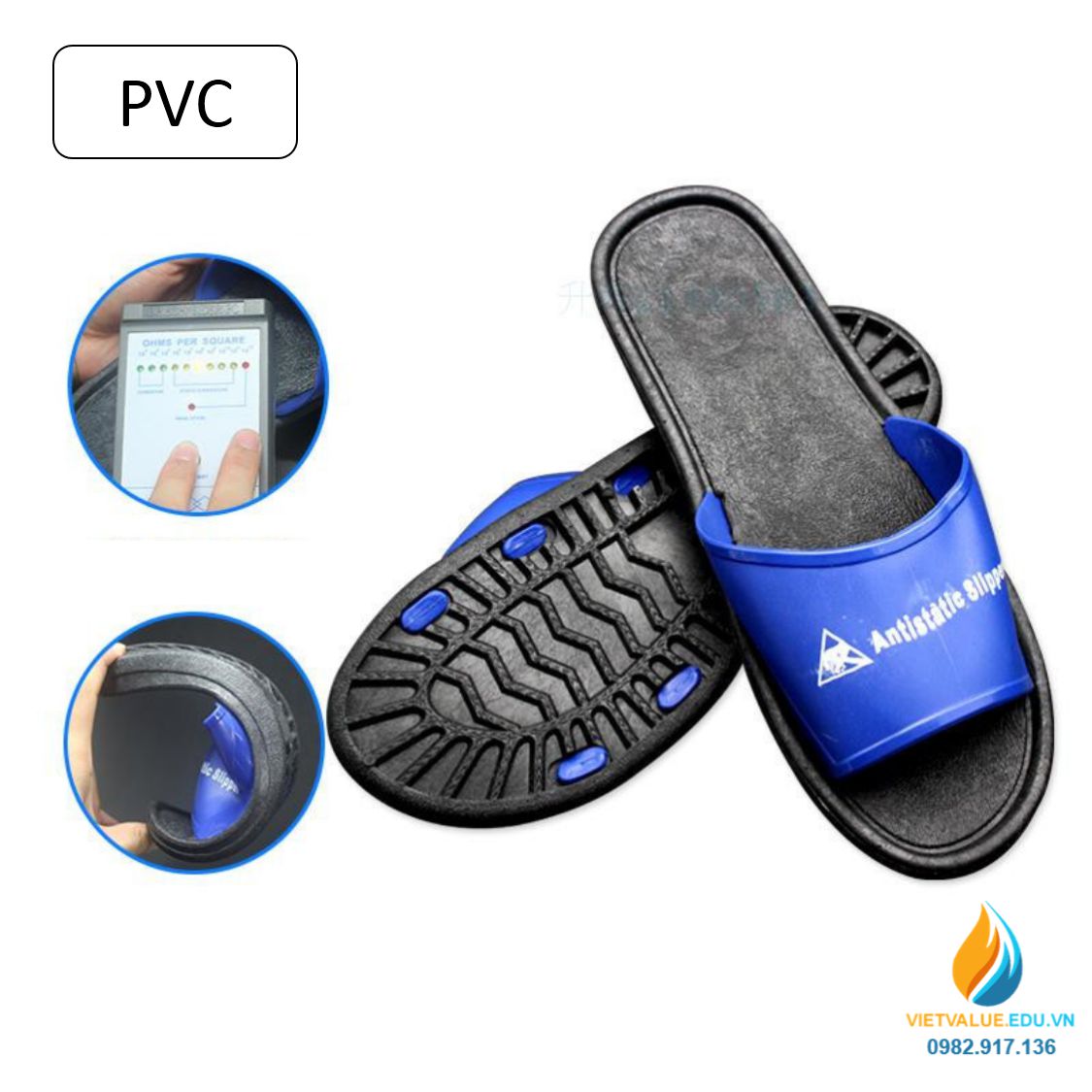 Dép chống tĩnh điện PVC, nhiều size kích thước, dép đi phòng sạch