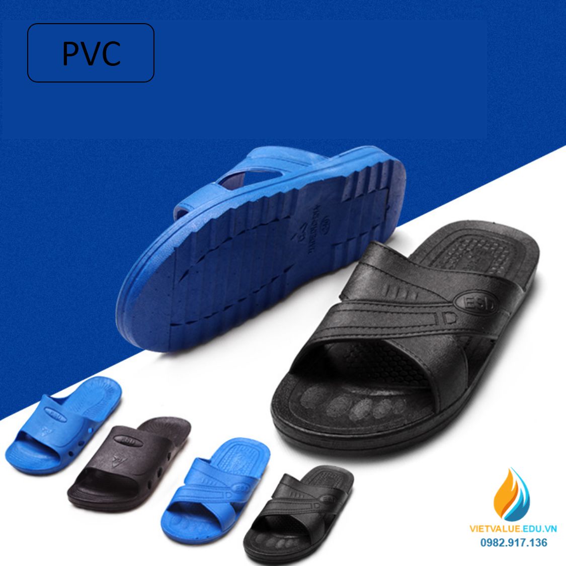 Dép chống tĩnh điện PVC, nhiều size kích thước, dép đi phòng sạch
