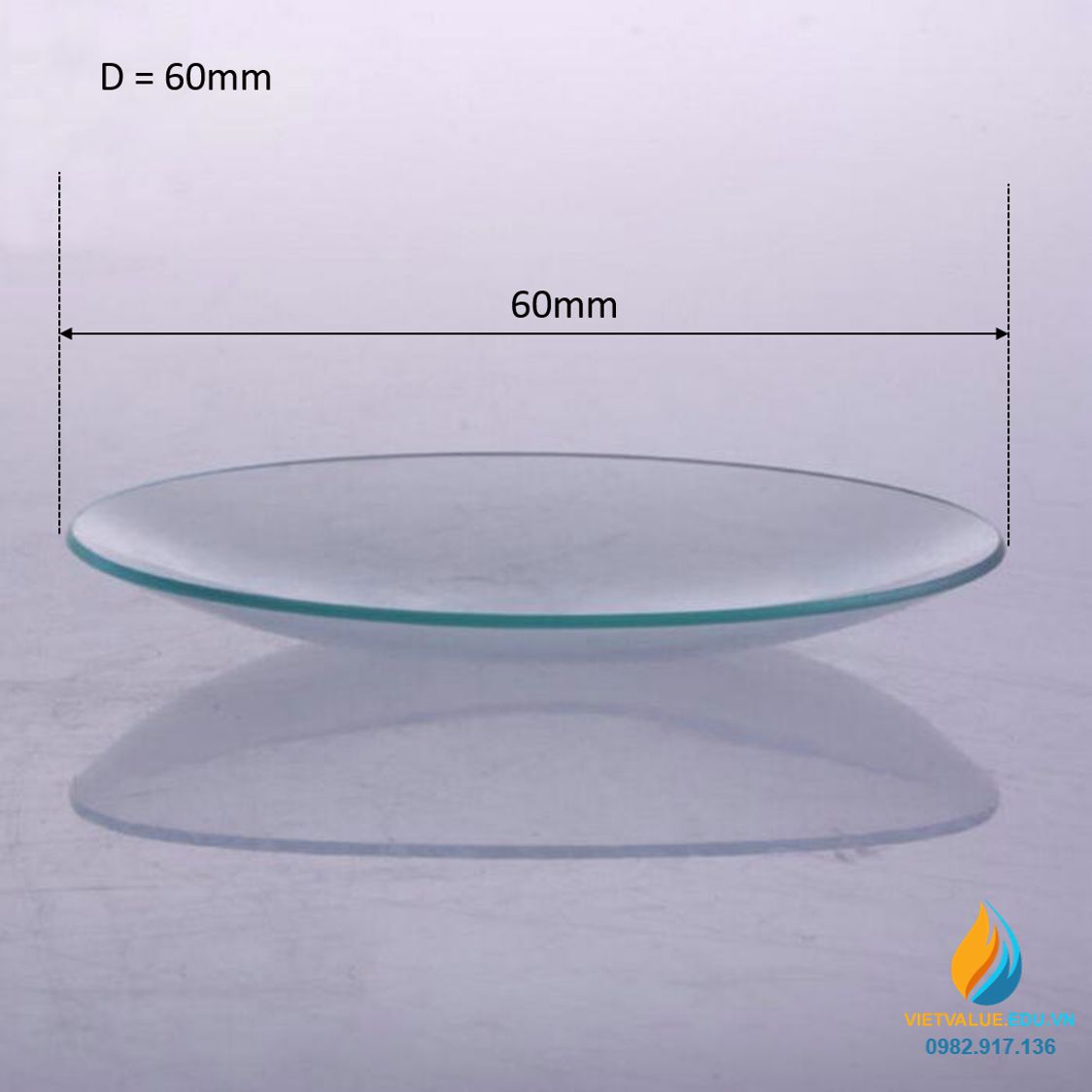Đĩa thủy tinh thí nghiệm phòng sinh hóa, đường kính 60mm