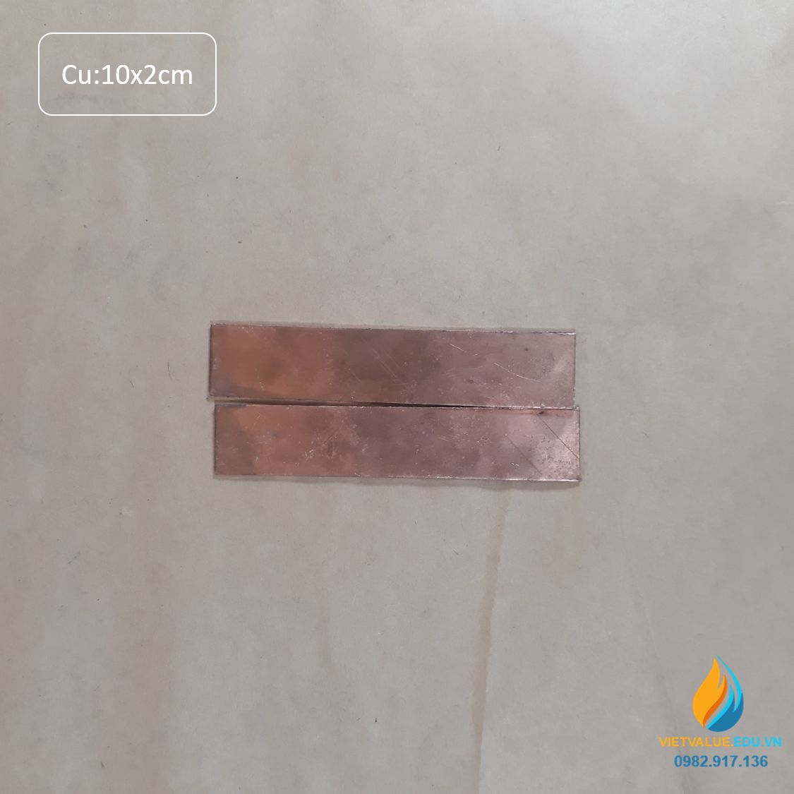 Điện cực đồng độ tinh khiết cao 99,99%, kích thước 100mmx20mmx1.5mm, điện cực điện phân