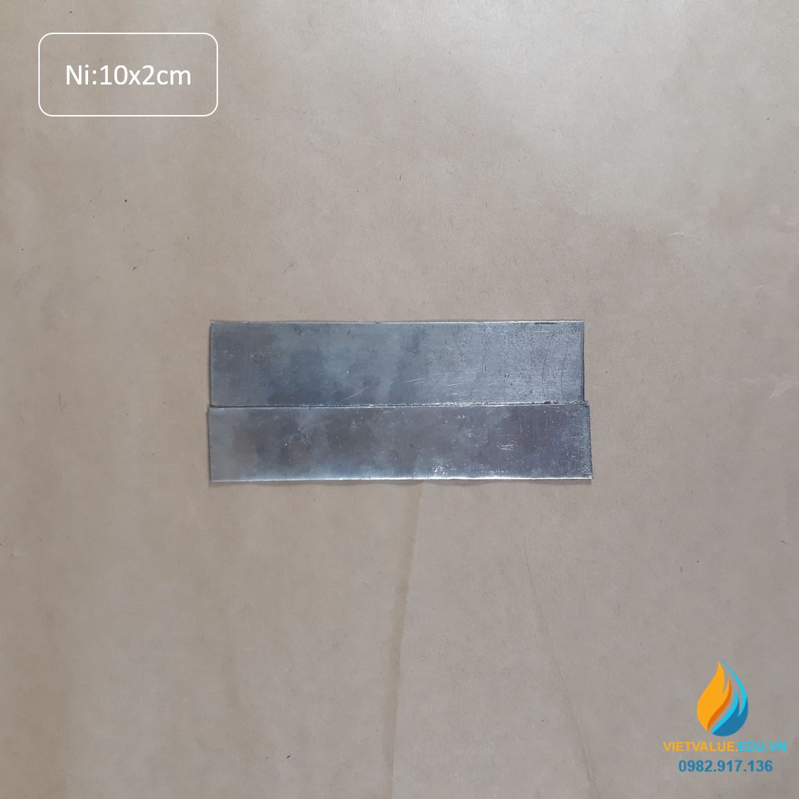 Điện cực Niken tinh khiết 99,99%, kích thước 0.8mmx20mmx100mm, điện cực điện phân