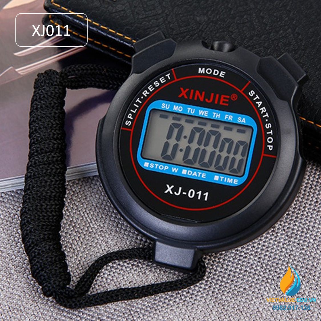 Đồng hồ bấm giờ thể dục XJ011, đo thời gian chính xác 1/100 giây, sử dụng pin cúc áo