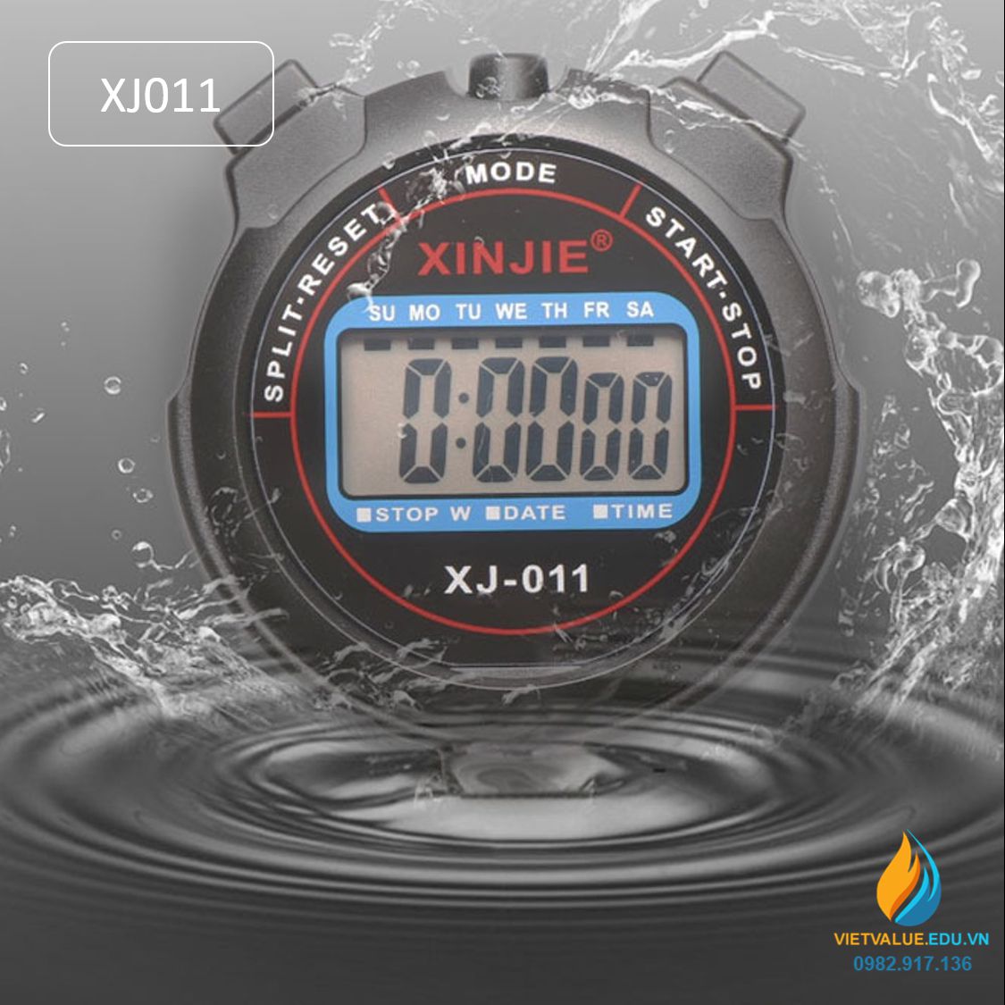Đồng hồ bấm giờ thể dục XJ011, đo thời gian chính xác 1/100 giây, sử dụng pin cúc áo