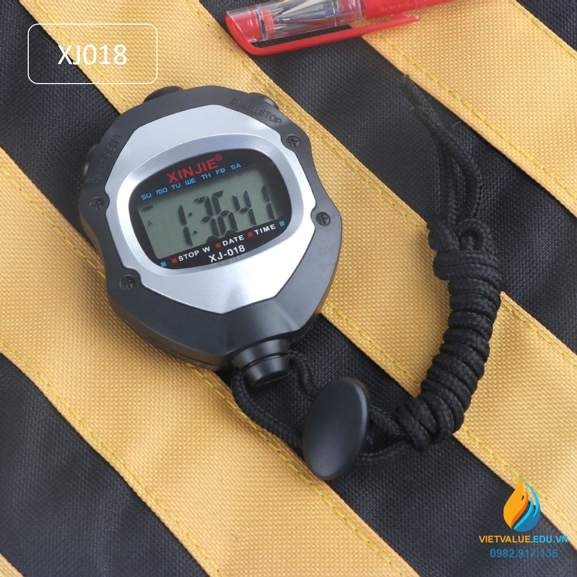 Đồng hồ bấm giờ thể dục XJ018, đo thời gian chính xác 1/100 giây, sử dụng pin cúc áo