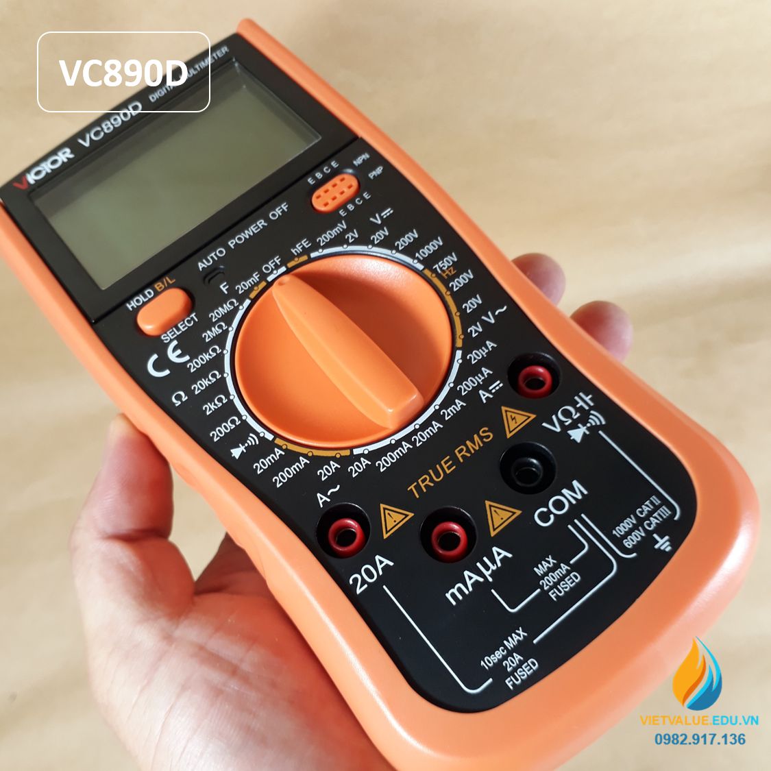 Đồng hồ vạn năng kỹ thuật số VC890C+ độ chính xác cao, phạm vi đô lớn