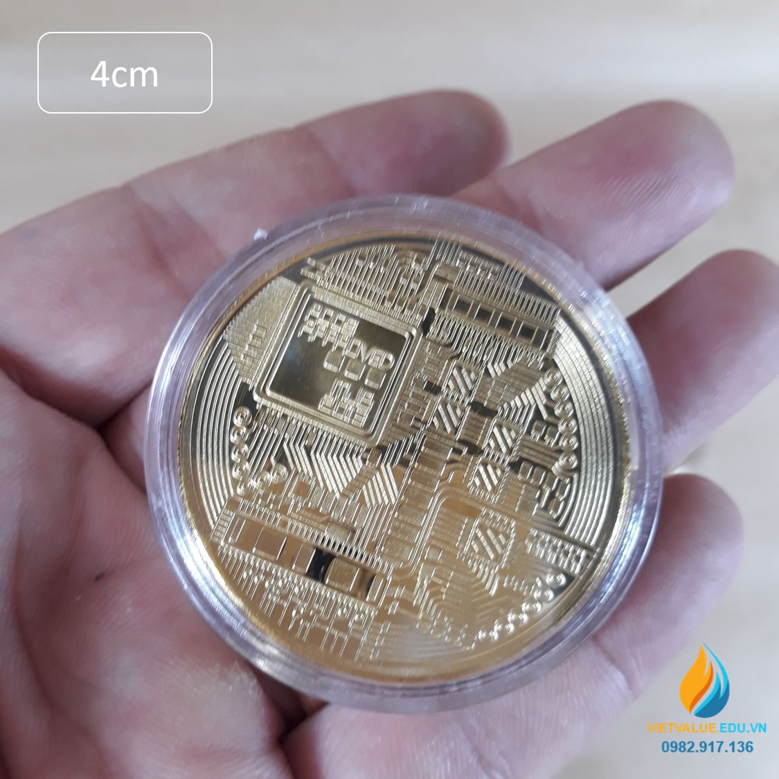 Đồng xu Bitcoin đường kính 4cm, dày 1,5mm, đồng xu dành cho học sinh tiểu học
