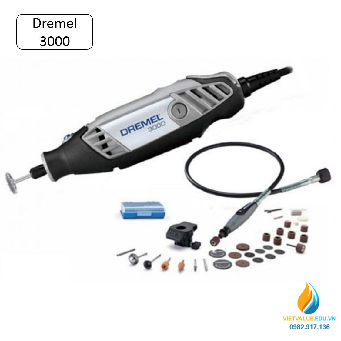 Bộ công cụ đa năng Dremel 3000 chuyên nghiệp trong khắc, mài, đánh bóng, gia công