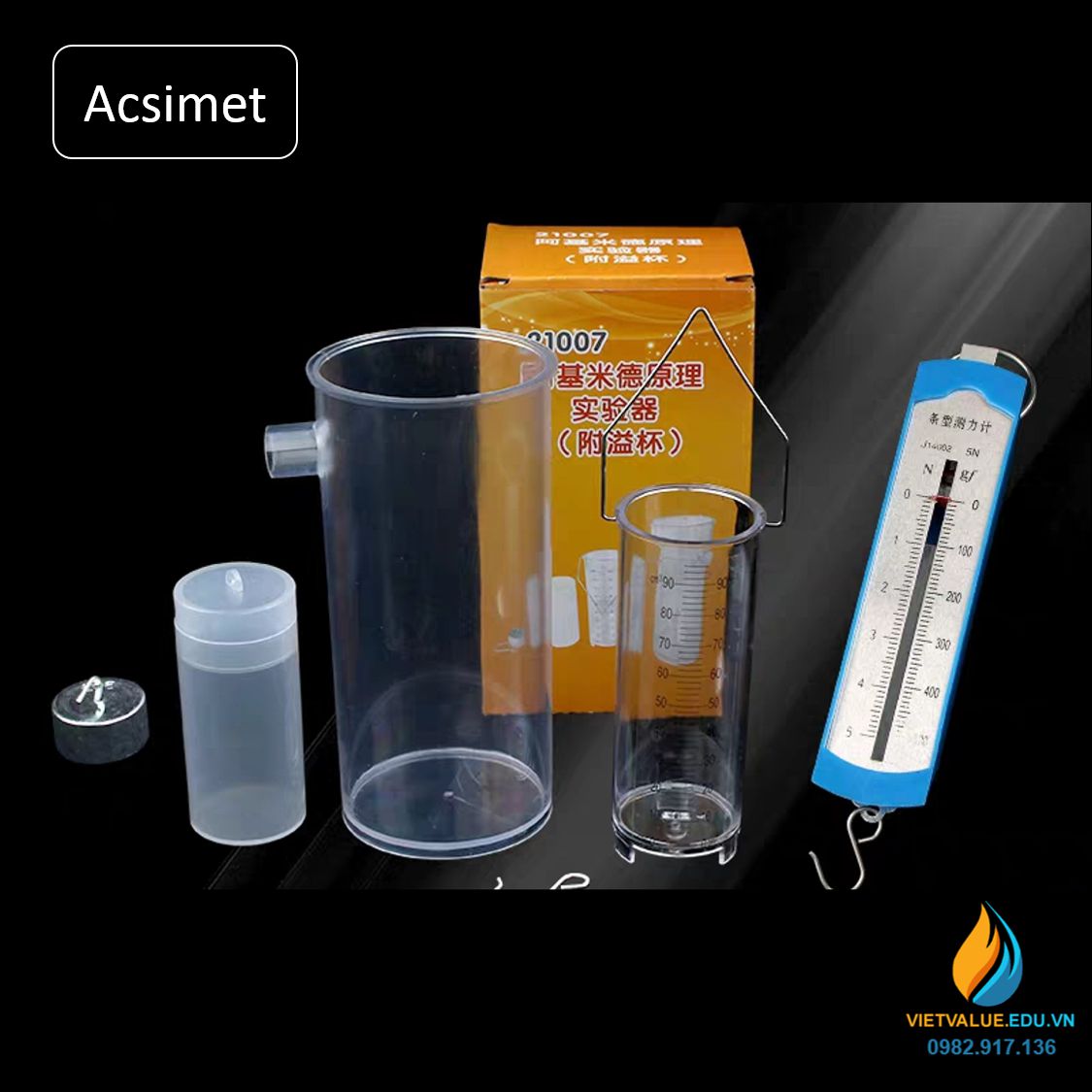 Bộ dụng cụ thực hành định luật Acsimet đo lực đẩy của nước, dụng cụ thực nghiệm vật lý