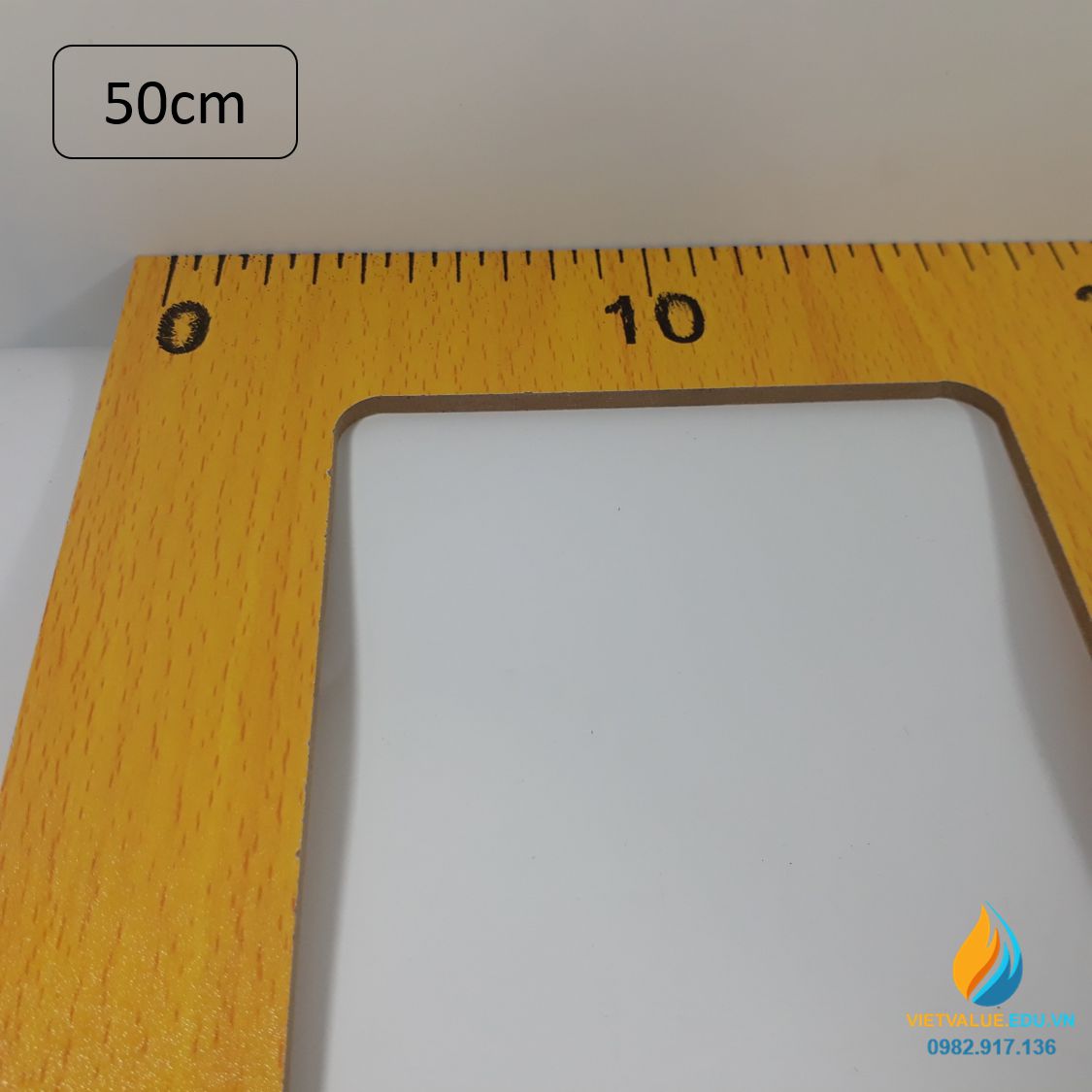 Eke gỗ cho giáo viên, cạnh vuông 50cm, vạch chia, gỗ chất lượng cao